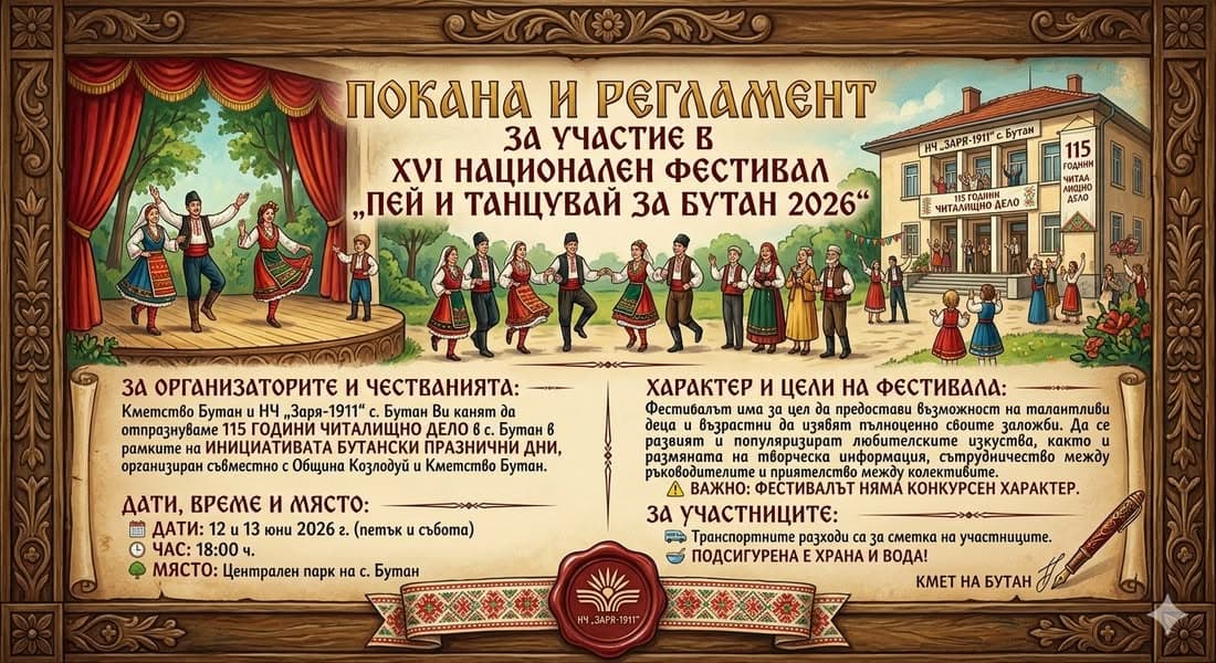 XVI-ти национален фестивал на любителското творчество "Пей и танцувай за Бутан 2026"